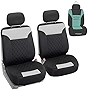 FH Group Car Seat Covers Durable Water Resistant Neosupreme Deluxe Diamond Design Front Set Car Seat Cushions, Airbag Compatible w Gift - Universal Fit for Cars Trucks and SUVs (Gray / Black)