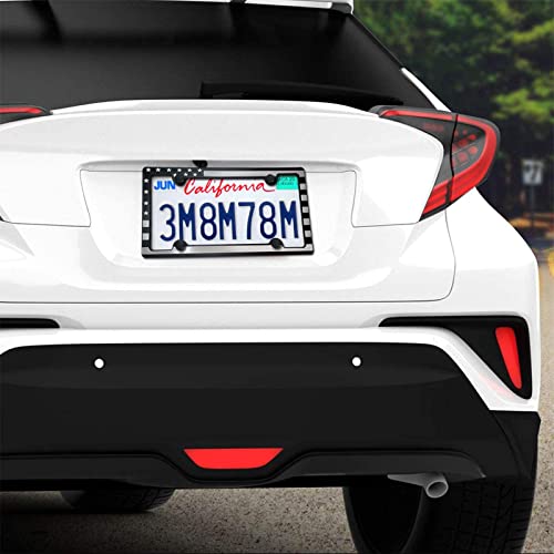 Bgmvfk American Flag License Plate Frames 2 Pack Usa Black Flag Car Tag Holder Patriotic Truck Plastic Cover With Screws And Rattle Proof Pads #TOP5