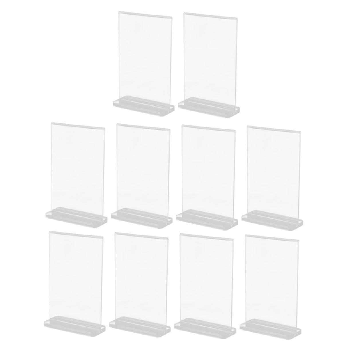 10 Stück Acryl T-förmiger Schildhalter mit Verbreitertem und Stabilem Sockel Tragbarer Doppelseitiger Tischaufsteller für Werbung und Heimgebrauch