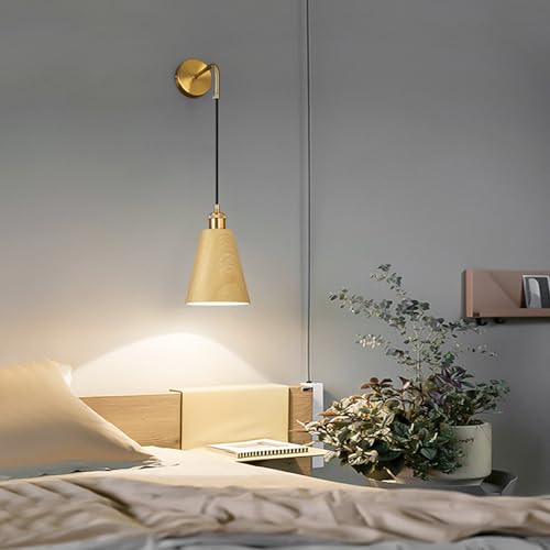 Aplique de pared E27 con acabado de grano de madera de metal decorativo interior 7