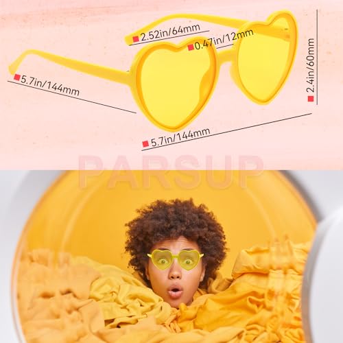 PARSUP 12 Pairs Heart Shaped Glasses Sunglasses Transparent Candy Color Tinted Eyewear Bachelorette Hen Do Wedding Night Bridal Shower Party Favors Photo Booth Props,12 Combination of Colors4