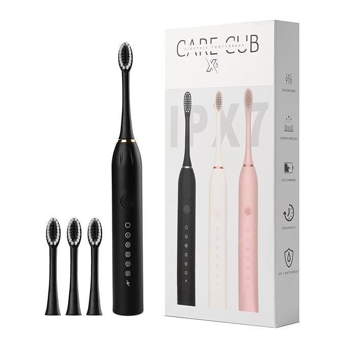 Sonic Electric Toothbrush | Waterproof Rechargeable Toothbrush with Replaceable Brush Heads | Cosmic Lite Sonic Toothbrush with 6 Modes, 3 Brush Heads, 1 Interdental Head - Pack of 1-image-11