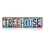 JBYMsign Vintage Treehouse Street Sign Wall Decor Metal Tin Signs Poster
