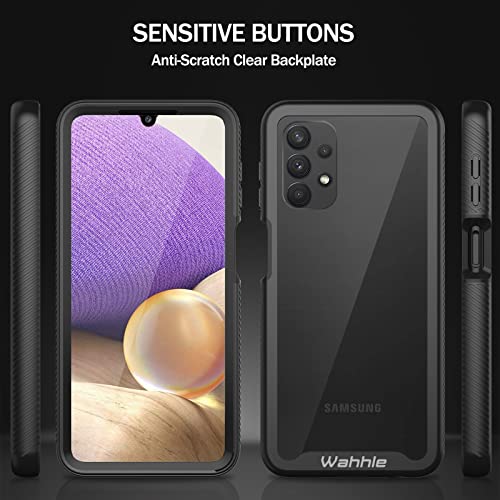 Wahhle Samsung Galaxy A32 5G Case, Built In Screen Protector Full Body Shockproof Slim Fit Bumper Protective Phone Cover For Samsung A32 5G Men Women-Black/Clear #TOP4
