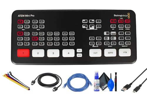 Blackmagic Design ATEM Mini Pro HDMI Live Stream Switcher Bundle(SWATEMMINIBPR) + USB-C Cable + Network Cable + Cleaning Kit + HDMI Cable + More
