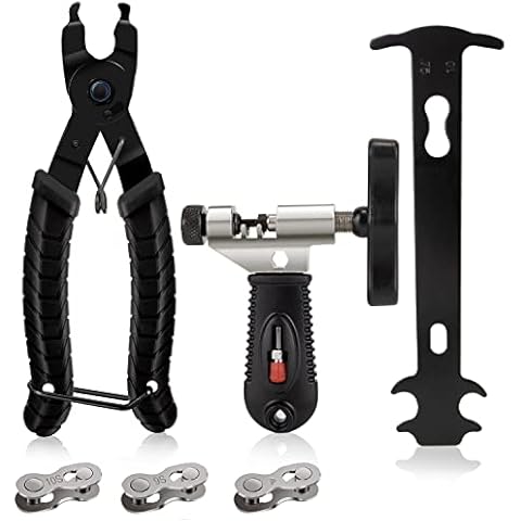 WOTOW Bicycle Chain Repair Tool Kit, Cycling Bike Master Link Pliers Remover & Chain Breaker Splitter Cutter & Chain Wear Indicator Checker & Reusable Missing Connector for 6/7/8/9/10 Speed Chain Cover