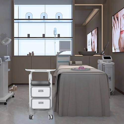 Chariot dentaire – Chariot médical mobile avec 2 tiroirs, chariot de clinique roulant pour la maison, l'hôpital et le bureau, 44 x 44 x 76 cm