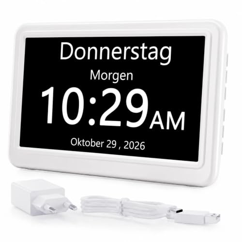 ROCAM Demenz Uhr für Senioren, 7 Zoll Wecker Digital mit Datum & Wochentag