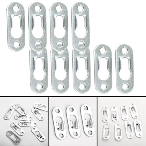 Image of Metal Mirror Frame Hook Invisible Flat Bracket Wall Hanger Snap Mounting Hardware for Picture Photo Furniture Fixing 45mm x 16mm Silver(30pcs)