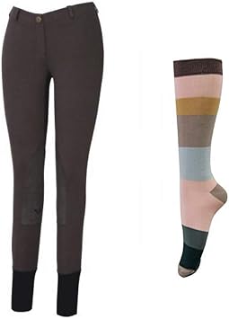 TuffRider Womens Starter Low Rise Pull-On Pants Striped Socks | Knee Patches | Riding Pants | Riding Apparel
