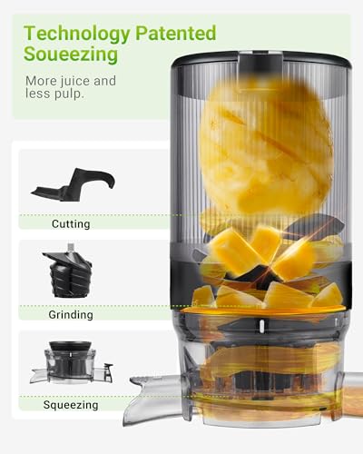 Image of TUUMIIST Juicer Machines, Cold Press Juicer with 5.8 inch Extra Large Feed Chute Fit Whole Fruits & Vegetables Easy to Clean, High Juice Yield, BPA Free (Black)