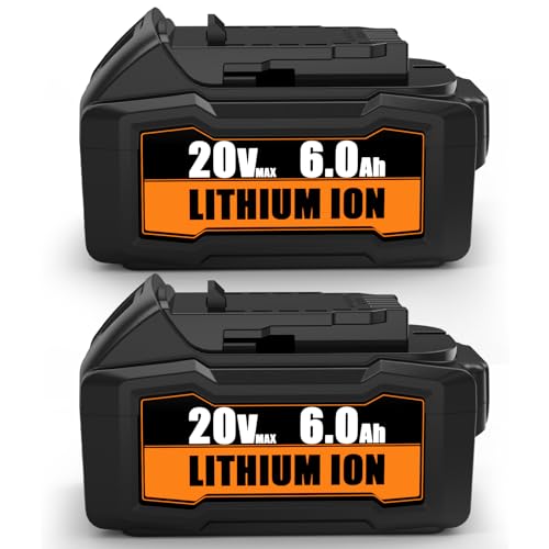 Image of 2 Packs 6.0Ah Replacement Compatible with Dewalt 20V Max Battery DCB200 DCB201 DCB203 DCB204 DCB206 High Capacity Batteries Cordless Power Tools 20 Volt Baterías (Not Made in Dewalt)