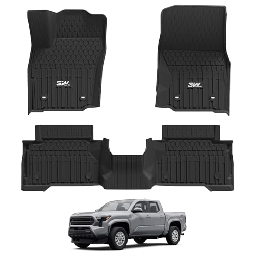 Image of 3W Floor Mats for Toyota Tacoma Hybrid 2024-2026, TPE All Weather Black