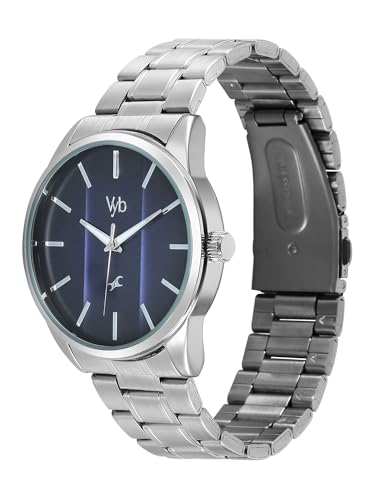 Image of Fastrack Vyb Drift with Quartz Analog Navy Blue Dial Steel Stainless Steel Strap Watch for Men - FV30041SM01W