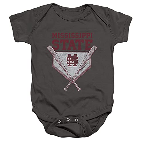 Mississippi State Bulldogs Official Baseball Plate Unisex Infant Snap Suit for Baby,Charcoal, 6 Months