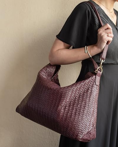 Image of Jild Hobo Style Woven Bag for Women - Soft Handmade Genuine Leather Work Tote Bag - Cross Body Womens Purse