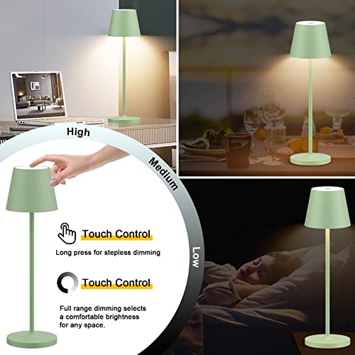 Ralbay Modern Led Cordless Table Lamp,4800Mah Rechargeable Battery Desk Lamp,Aluminum Material Shell,Ip54 Waterproof Outdoor Cordless Dimmable Table Lamp,For Bedroom,Coffee Table,Restaurant (Green) #TOP5