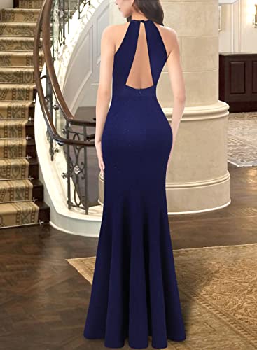 Image of VFSHOW Womens Formal Halter Keyhole Back Prom Gala Maxi Dress Evening Gown