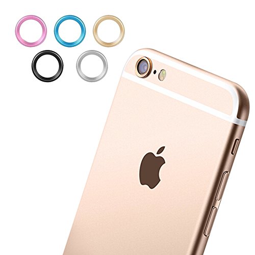 Iphone 6 Camera Protector, Pretid 5 X Set Black Silver Blue Gold Pink Premium Smartphone Camera Guard Protection Ring for Iphone 6 6 S 4.7 Accessories