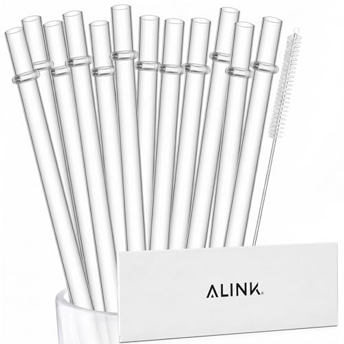 ALINK 12-Pack Reusable Hard Plastic Tumbler Straws