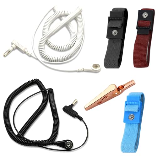 Minidodoca 2 Packaged Spring Grounding Wires and 3 Grounding Wrists, as an Alternative Grounding Cable Accessory for Grounding Pads and Grounding Pads, Suitable for Most Grounding Products