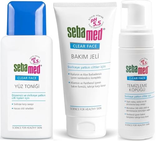 Sebamed Clear Face Yüz Toniği, Bakım Jeli, Temizleme Köpüğü Seti, 350 ml