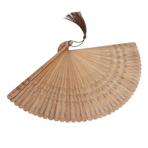 SEWACC Abanico de mano plegable de bambú, abanico de mano de seda china vintage para baile y decoración de fiestas