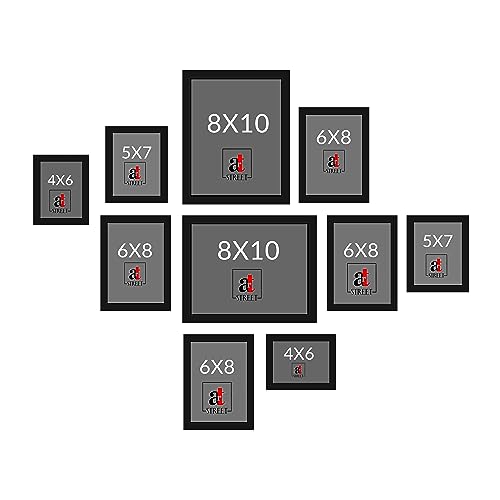 Image of Art Street Large Collage Wall Photo Frame Individual Picture Frame Set For Living Room, Decorative Wall Hanging Home Decor - Set Of 10 (4x6, 5x7, 6x8, 8x10 Inch, White)