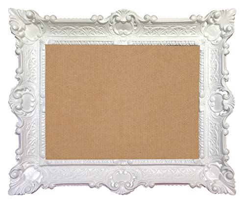 Lnxp Marco de fotos de estilo barroco con cristal, 56 x 46 cm, rectangular, para 30 x 40 cm o 40 x 30 cm, estilo barroco antiguo (blanco)
