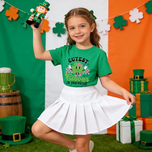 Image of Kids St Patricks Day Shirt Irish Shamrocks Graphic T-Shirt Shamrock Paddy's Day Tees Tops 2-7 Years