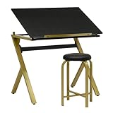 Photo Gallery sd studio designs stellar - tavolo da disegno con piano regolabile e sgabello imbottito, larghezza 91,4 cm, colore: oro/nero Photo Gallery sd studio designs stellar - tavolo da disegno con piano regolabile e sgabello imbottito, larghezza 91,4 cm, colore: oro/nero