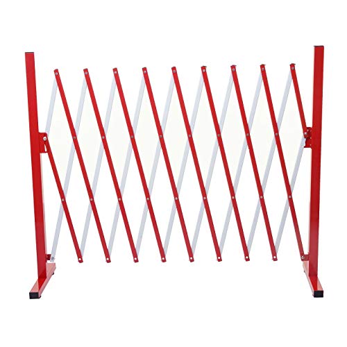 Absperrgitter HWC-B34, Scherengitter Zaun Schutzgitter ausziehbar, Alu rot-weiß - Höhe 103cm, Breite 32-265cm