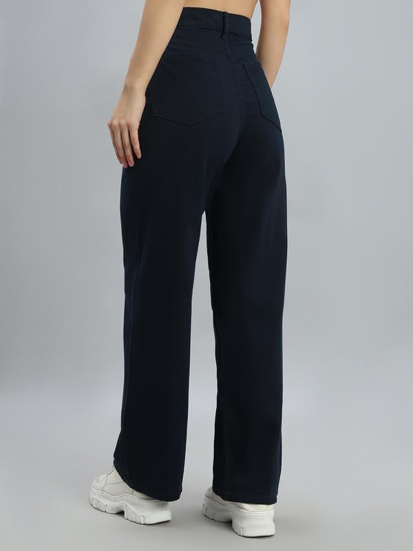 Image of GO COLORS Soft Cotton-Tencel Blend Twill Wide Pants Full Length for Women| Breathable, High Rise