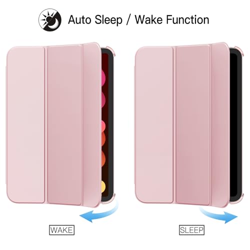 Image of JETech Cover Case for iPad mini (A17 Pro, 2024 Model, 7th Generation) / mini 6 (2021 Model, 6th Generation), Slim Stand Hard Back Shell Smart Cover with Auto Wake /Sleep (Pink)