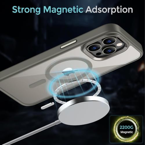 Image of DIZORO iPhone 15 Pro Max Case,Compatible with MagSafe, Non Yellow Military-Grade Drop Protection & Hard PC Back Cover Slim Transparent Anti-Scratch Shockproof Phone Case (Natural Titanium)