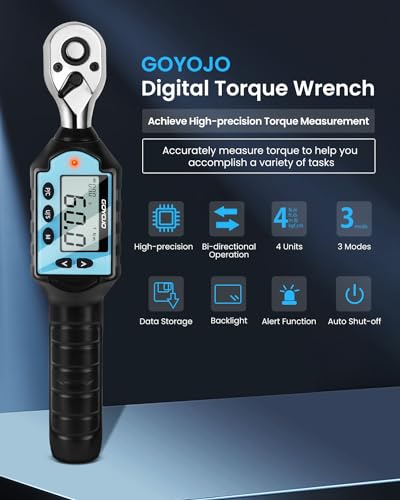 GOYOJO Digital Torque Wrench, High-Precision 3/8" Drive with Buzzer & LED- Accurate Clockwise ±2% / Counterclockwise ±2.5% - Image 2