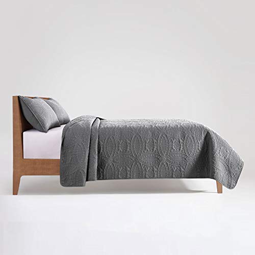 VEEYOO Bedspread Quilt Set Full/Queen Size - Soft Microfiber Lightweight Coverlet Quilt Set for All Season, Quilt Set 3 Piece (1 Quilt, 2 Pillow Shams), Grey