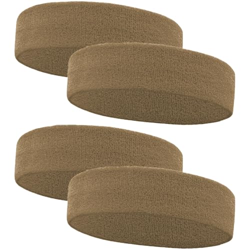 Image of 4 Pack Sweatbands Sports Headband for Men and Women, Moisture Wicking Athletic Workout Headband for Running, Tennis, Basketball, Yoga, Gym Stretchy Unisex Sweatband
