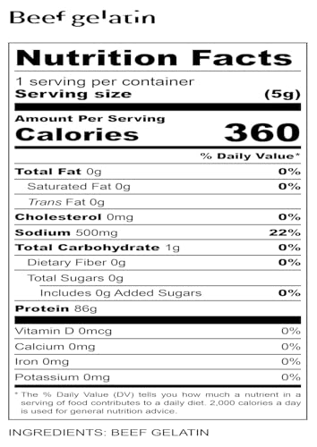 Beef Gelatin Powder- 460G-16oz |for Cooking Needs - Great for Fudge, Marshmallows, Desserts and More - Unflavored (Packaging May Vary)