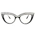 FUPRECIOUS Cat Eye Reading Glasses Bling Rhinestone Magnified Blue Light Blocking Reader Glasses (white, 1.5)
