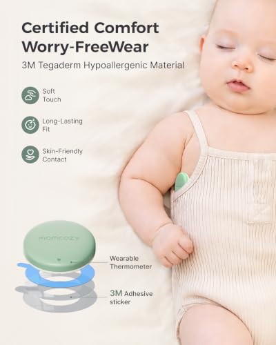 Image of Momcozy Wearable Digital Thermometer for Baby, Continuous App Monitoring