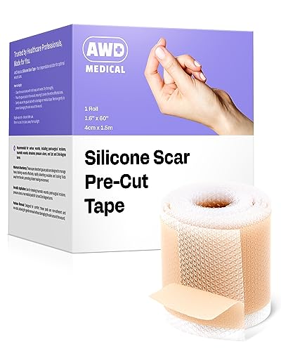 Image of Silicone Scar Sheets for Breast - Reusable Medical Grade Scar Tape for Surgical Scars, C-Section, Face - Waterproof Silicone Patches for Scar Healing and Removal - Precut Strips 60 inch Roll