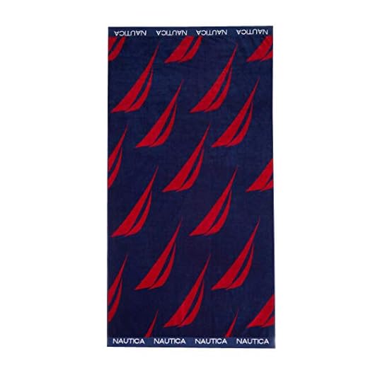 Nautica Cotton 36" x 68" Pool/Bath/Travel Beach Towel (One Size, Navy/red)