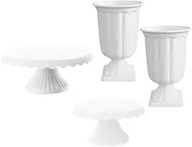 Kit 2 Boleiras Renda 22 E 19 + 2 Vasos Grego Acrílico Decoração De Festa (BRANCO)