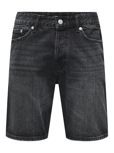 ONLY & SONS Herren ONSEDGE 2047 AZG DNM Shorts Jeansshorts, Black Denim, XL
