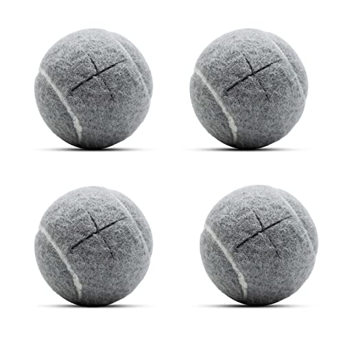 ZHUOKECE 4 PCS Precut Walker Tennis Balls for Furniture Legs Floor Protection Heavy Duty Long Lasting Felt Pad Glide Coverings (Grey)