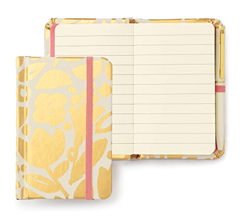 Kate Spade New York Mini Notebook with Pen, Golden Floral