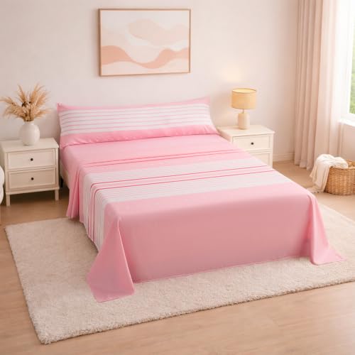 DALINA Juego de Sábanas 135x190 Estampada 3 Piezas - Sabana Encimera Cama 135, Sábana Bajera Ajustable y Funda Almohada 45x150