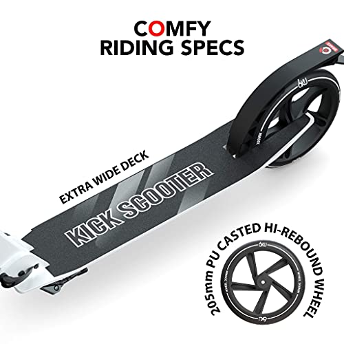 6KU Kick Scooter for Kids Ages 8-12 with Suspension System, Adjustable Height, Quick-Folding Design, and Shoulder Strap - Safe and Smooth Ride for Big Kids Ages 6-18