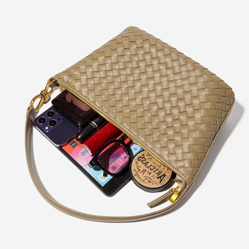 Woven Women's Handbag Lightweight Luxury Vegan Leather Top Handle Tote Bag Crossbody Bag Zip Closure4